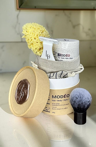 MODÉO. One rich foaming cream. 4 essentials in one jar: Shampoo. Body wash. Modelling Paste. Shave cream