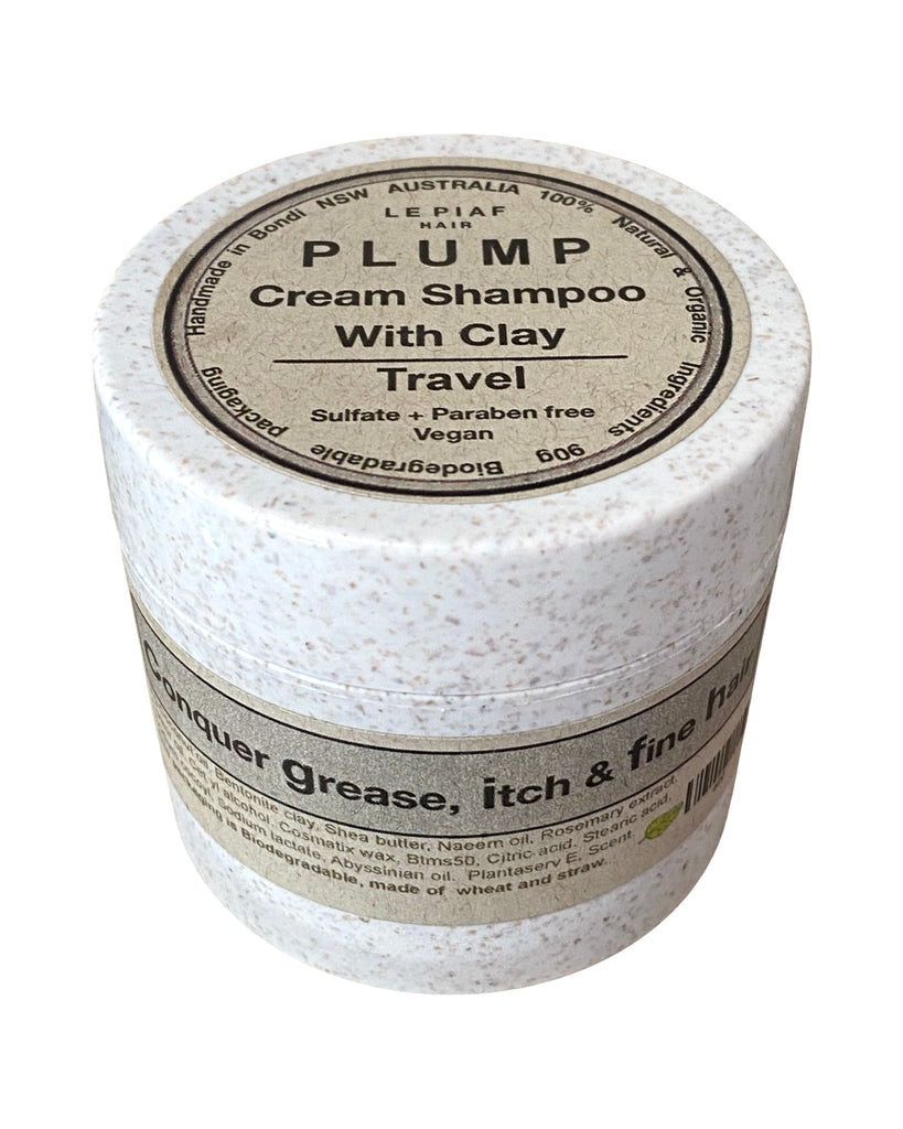 Le Piaf Cream Shampoo PLUMP with clay Travel size 90g Biodegradable Jar