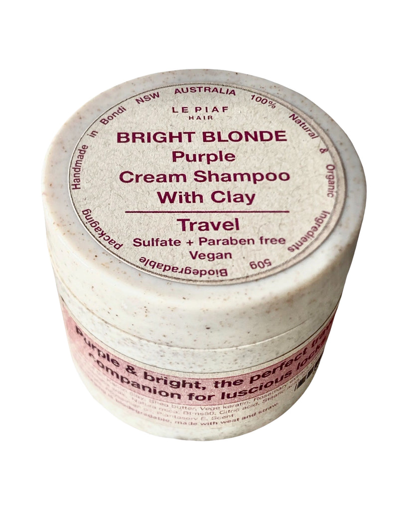 Le Piaf Cream Shampoo BRIGHT BLONDE with clay Travel size 50g Biodegradable Jar