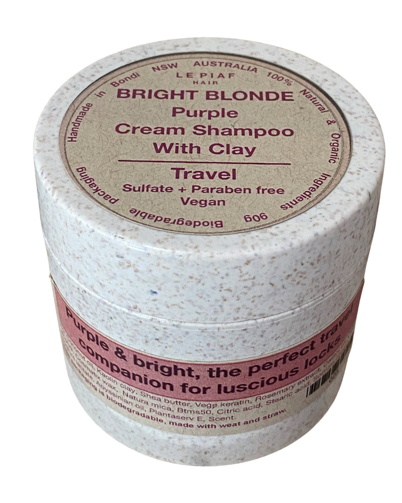 Le Piaf Cream Shampoo BRIGHT BLONDE with clay Travel size 90g Biodegradable Jar