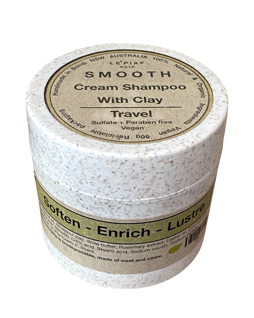 Le Piaf Cream Shampoo SMOOTH with clay Biodegradable Jar Travel size 50g