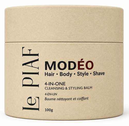 MODÉO. One rich foaming cream. 4 essentials in one jar: Shampoo. Body wash. Modelling Paste. Shave cream