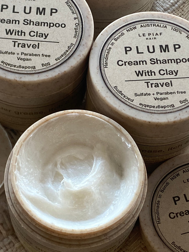 Le Piaf Cream Shampoo PLUMP with clay Travel size 50g Biodegradable Jar