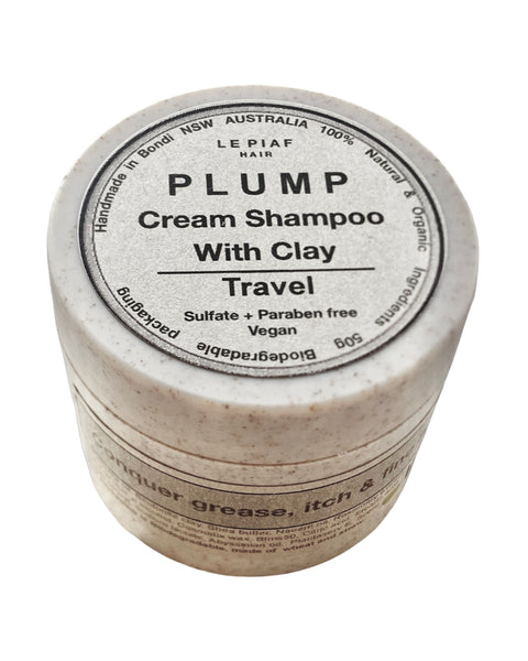 Le Piaf Cream Shampoo PLUMP with clay Travel size 50g Biodegradable Jar